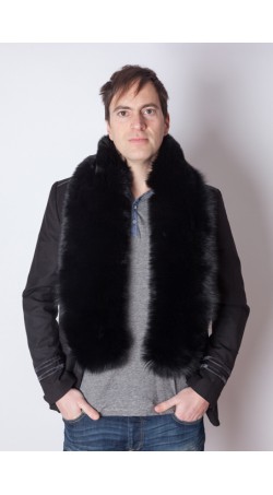 Black fox fur scarf - unisex